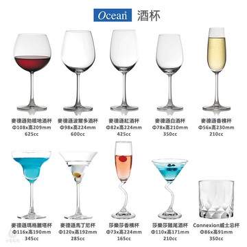 ☘小宅私物☘ Ocean 晶透玻璃酒杯(10款任選) 紅酒杯 葡萄酒杯 雞尾酒杯 馬丁尼杯 瑪格莉特杯 威士忌杯