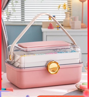 兒童髮飾收納盒小女孩皮筋頭繩髮卡寶寶飾品收納帶鏡子首飾盒 免運開發票