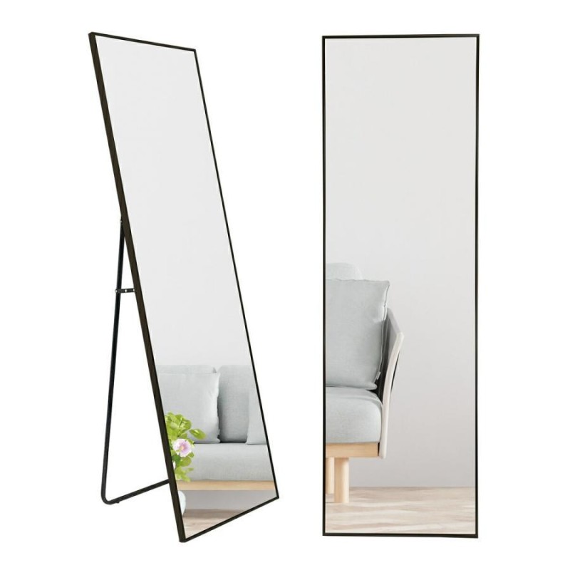 スタンドミラー 姿見鏡 全身鏡 軽量 160cmx50cm ブラック 1337