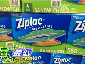 [COSCO代購6] C1158369 ZIPLOC SANDWICH BAG 可封式 三明治保鮮袋 145入X4盒 580入