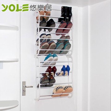 YOLE悠樂居-多功能收納八層門後鞋架-白色