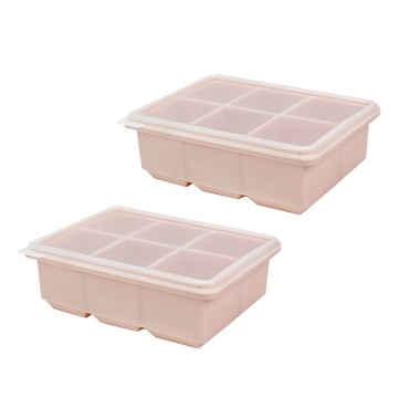 Kitcheng 6格矽膠副食品製冰盒  2個  16.7 x 12.7 x 5.2 cm  淺粉色