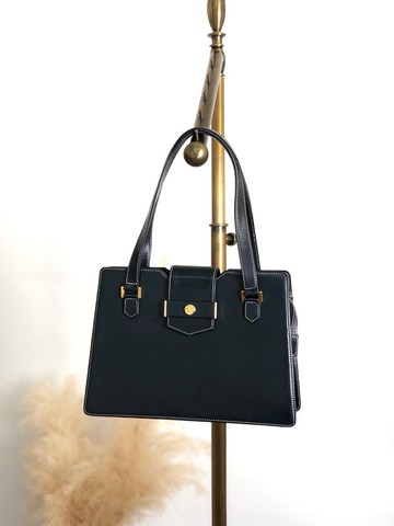 【 日本直送 名牌中古包 】Christian Dior 克裡斯汀‧迪奧 手提包 深藍色 Logo 皮革 vintage undgi8