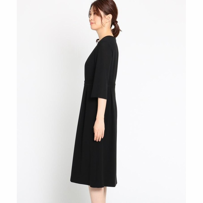 World Formal Selection ワールド フォーマル セレクション 礼服 喪服 ブラックフォーマル Indivi 異素材ミックスノーカラーワンピース 通販 Lineポイント最大1 0 Get Lineショッピング