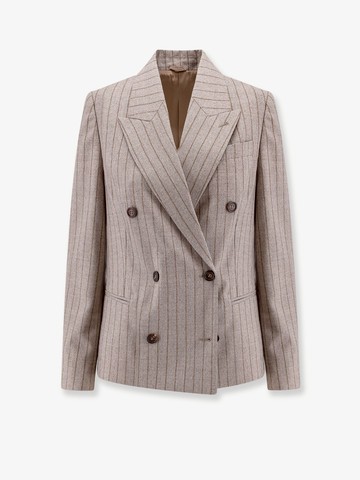 Double-breasted pinstripe virgin wool blazer - BRUNELLO CUCINELLI - gender_Woman