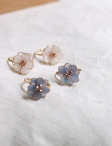 山茶花 樹脂戒指 調整戒