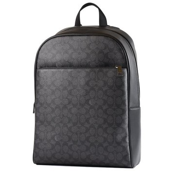 COACH 男款 Owen 緹花小C LOGO防刮簡約拉鍊後背包-灰黑