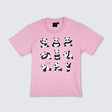 MILU 台灣故事 兒童 T-Shirt / 瑜珈貓熊(粉/黃/紅) / 台灣製 純棉