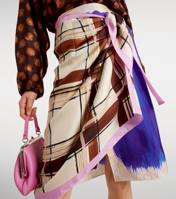 Dries Van Noten Printed silk wrap skirt