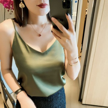 【巴黎精品】現貨+預購 緞面上衣無袖背心法式絲綢絲質小可愛名媛素色上衣-吊帶V領寬鬆內搭女上衣12色a1be9