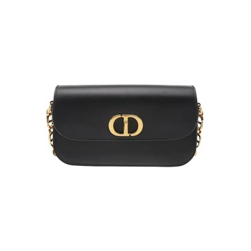 DIOR 30 MONTAIGNE 黑色亮皮斜背包