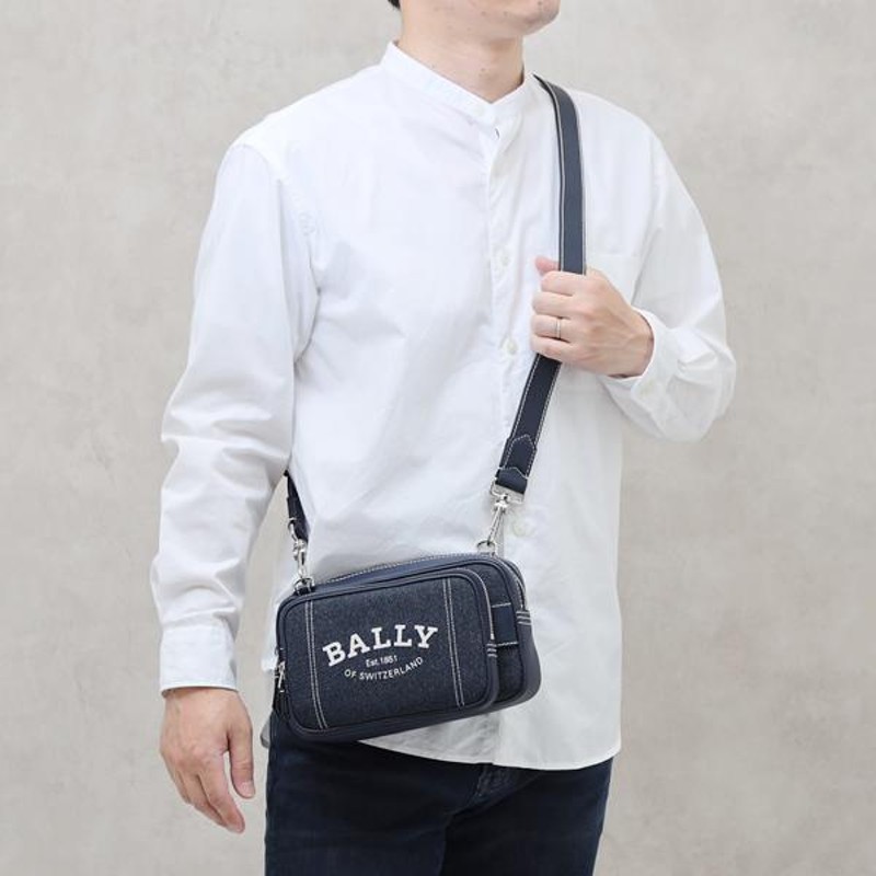 バリー BALLY ナイロン×レザー デニム風 3WAY ショルダーバッグ クロス