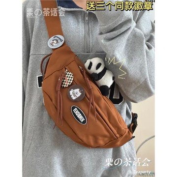 簡約百搭胸包女學生運動騎行斜挎包 ins秋冬復古小眾休閑腰包男潮