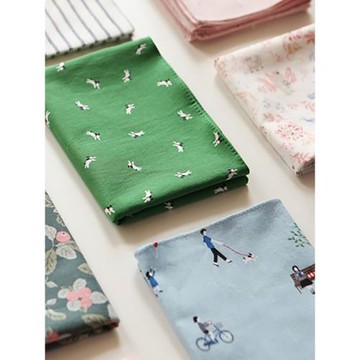 韓國DailyLike多功能手絹純棉圖案小方巾女式士發帶裝飾巾手帕