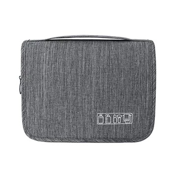 掛式旅行洗漱包  陽離子面料 灰色 收納洗漱用品  23*19cm