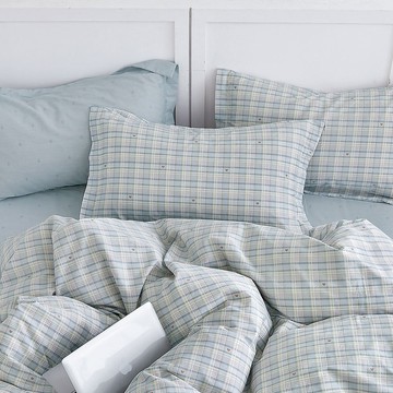 FOCA 韓風設計100%精梳棉 3件式薄枕套床包組 獨立筒適用床高35cm  平衡點  Queen Size