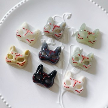 拾悦手作材料/隨機出貨不挑選/約23x25mm天然岫玉狐狸祭司面具/配珠配飾配件/串珠DIY半成品/台灣現貨出貨不用等待