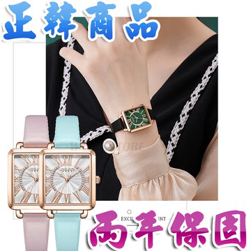 C&F 【JULIUS】韓國品牌 小方皮知性晶鑽羅馬真皮腕錶 手錶 女錶 JA-1340