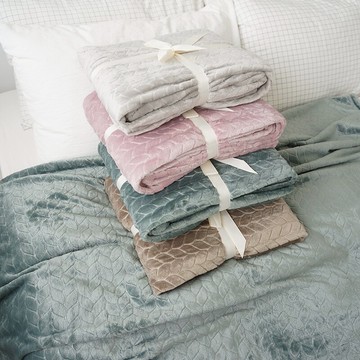 出口美國法蘭絨加厚午睡毯 壓花麥穗紋辦公室膝蓋毯沙發毯單人毯