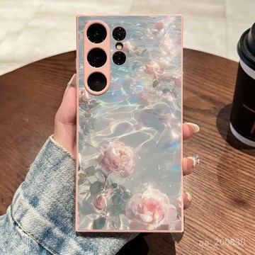 💖限時特價💖海浪玫瑰三星galaxys24ultra手機殻新款s23+/s22全包液態硅膠防摔