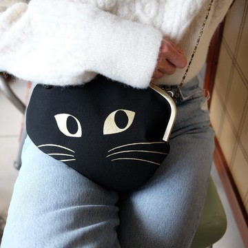 NEW大容量*黑貓悠悠包XL/京都匠人純絹口金包 超萌旅行輕量出遊