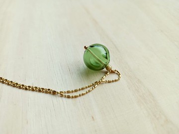 穿孔小圓球琉璃香水精油瓶銅項鍊 (二色可選)