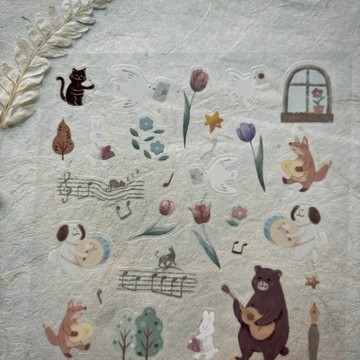 PET+和紙貼紙-動物樂隊