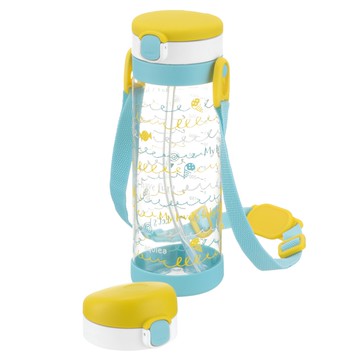 日本 Richell 利其爾 - 棒棒糖兩用冷水壺組450ml-棒棒糖果圖案-黃