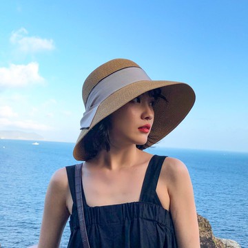 ins款草帽女夏季可折沙帽遮遮帽蝴蝶夫帽太帽盆帽