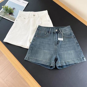 韓版寬松顯瘦休閑四面彈牛仔短褲女夏季高腰簡約百搭闊腿A字熱褲