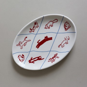 【平輸品】[Hozumi] 韓國設計師品牌｜生日禮物｜感謝禮｜閨蜜禮｜紀念禮｜開學禮｜新婚禮｜喬遷禮｜新居禮｜陶瓷盤｜早午餐盤｜盤子 (cat check)