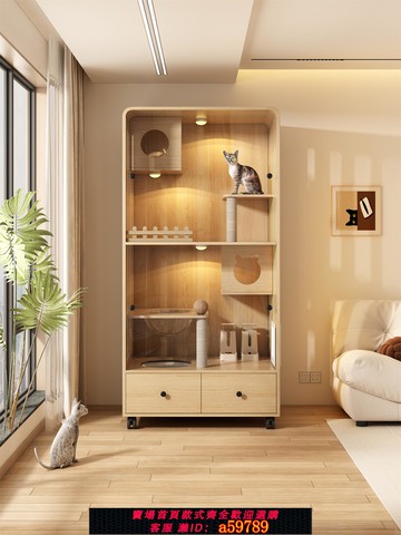 【台灣公司 可打統編】貓窩貓別墅屋實木家用室內貓砂盆一體超大自由空間貓柜貓舍貓籠子