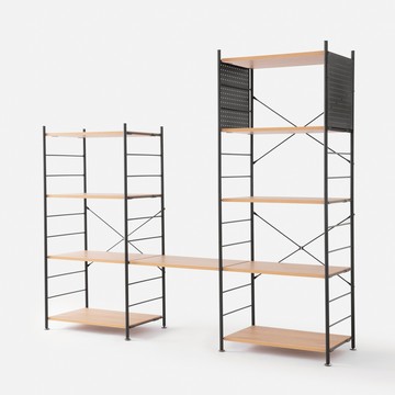 (組合)特力屋 快裝個性化層架 4+5層架套組 含延伸層板1片+洞洞板2片 191x44.5x163cm 書架 收納架 置物架