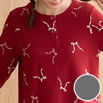 華歌爾睡衣-仕女系列 M-LL純棉針織緹織布長袖裙裝睡衣(慵懶灰)LWZ86553FT