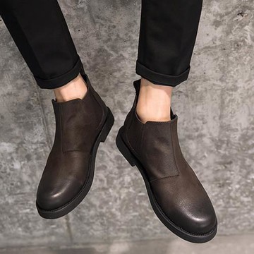 英倫復古秋冬款做舊中幫切爾西靴