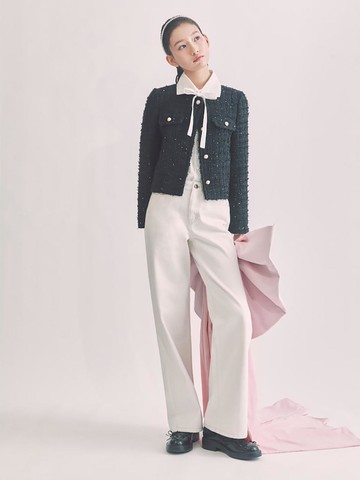 Signature Straight Cotton Denim Pants [Ivory] (BF5221N130)