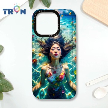 TRON IPHONE 16 PRO 花海中游泳的少女 MAGSAFE 磁吸 防摔 太空殼 透黑 手機殼