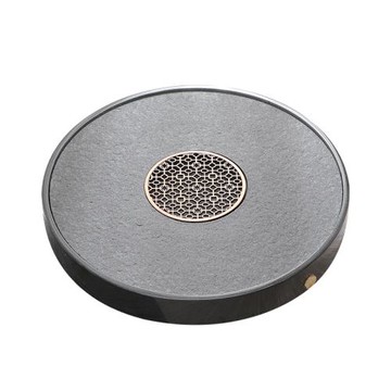 烏金石茶盤日式家用儲水雙用茶托盤圓形簡約干泡小茶臺石頭大茶盤