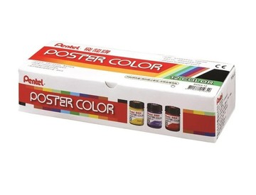 Pentel 廣告顏料30cc-12色組(POS4-12) 附取色勺 底盤可做調色盤