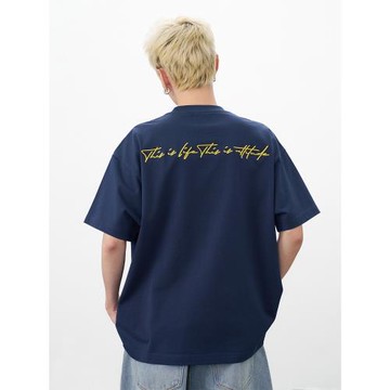 AFGK25SS民族風撞色貼布繡短袖T恤夏季男女美式休閑百搭情侶體恤