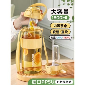 ppsu水杯大容量成人耐高溫茶水分離泡茶杯新款女兒童吸管運動水壺