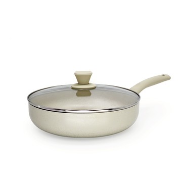 【mama cook 】雪芙金沙IH鈦石不沾深煎鍋組(含蓋)28cm/蝦皮獨家