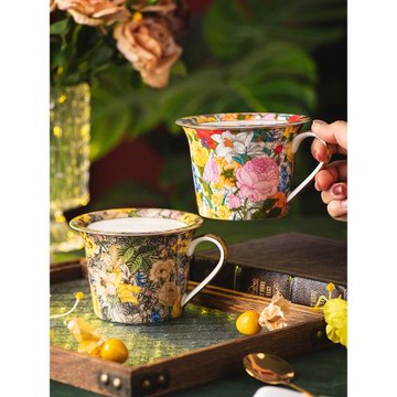 花韻馬克杯水杯陶瓷杯高顏值早餐杯家用精致杯子辦公室茶杯咖啡杯