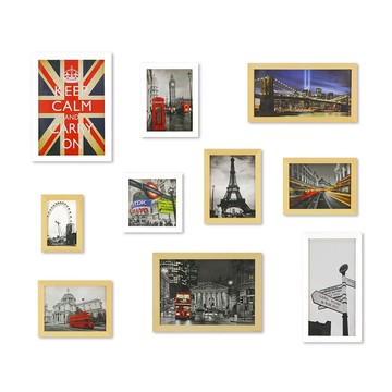 簡約相框 原木色+白色 10入大尺寸組 Loft工業風 室內設計 布置