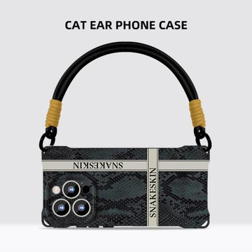 適用iPhone16Pro手機殼新款掛繩手提蘋果16輕奢高級創意蛇紋16promax全包硅膠13超薄防摔斜挎可背15Pro簡約14