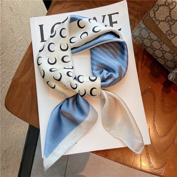 拼色月亮小清藝ins春夏發帶裝飾小方巾小絲巾女職業領巾新文