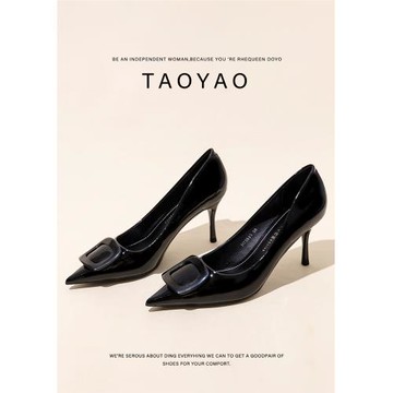 漆皮尖頭細跟高跟鞋女2025新款淺口百搭時尚軟底舒適通勤低跟單鞋