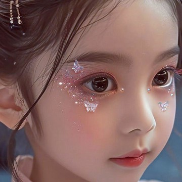 臉部裝飾貼 演出會必備應援貼 派對貼紙兒童彩妝彩繪貼六一妝容貼眼妝化妝亮閃閃貼流光高級繽紛蝴蝶仙女 水晶貼紙 夜光貼紙