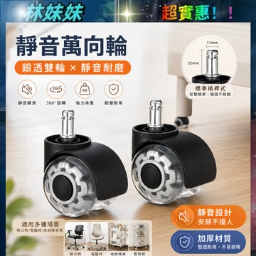 靜音萬向輪✨萬向輪 2寸透明輪 靜音輪 插桿輪 PU靜音輪 電競椅輪子 PU輪電腦椅輪子 辦公椅輪子 椅子輪子