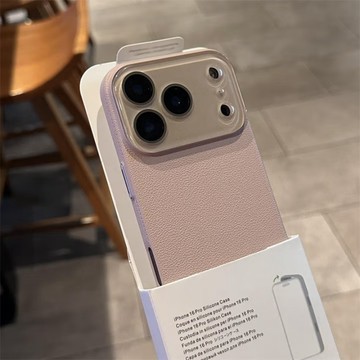 新款全包 櫻花粉荔枝紋理 帶鏡頭膜 適用於 iPhone 17 16 15 14 13 12 Promax 防摔殼